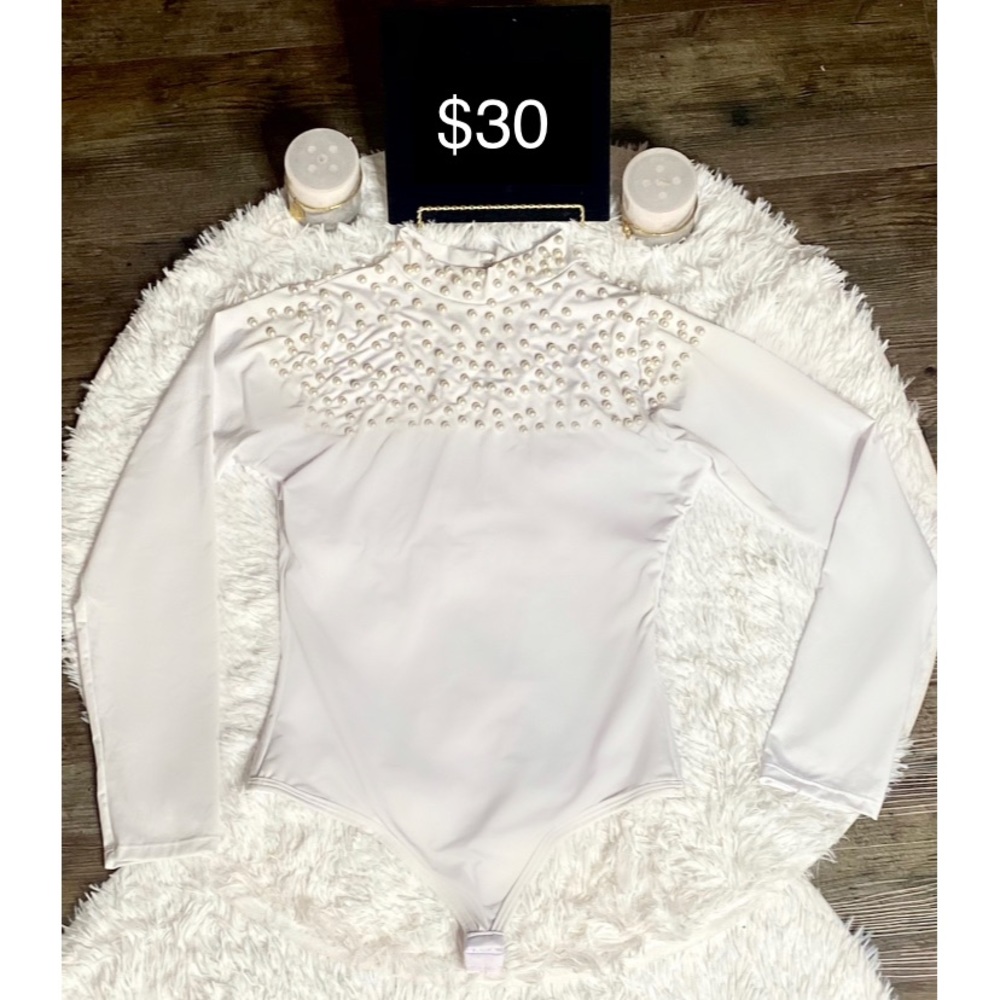 Long Sleeve High Neck Pearl Bodysuit